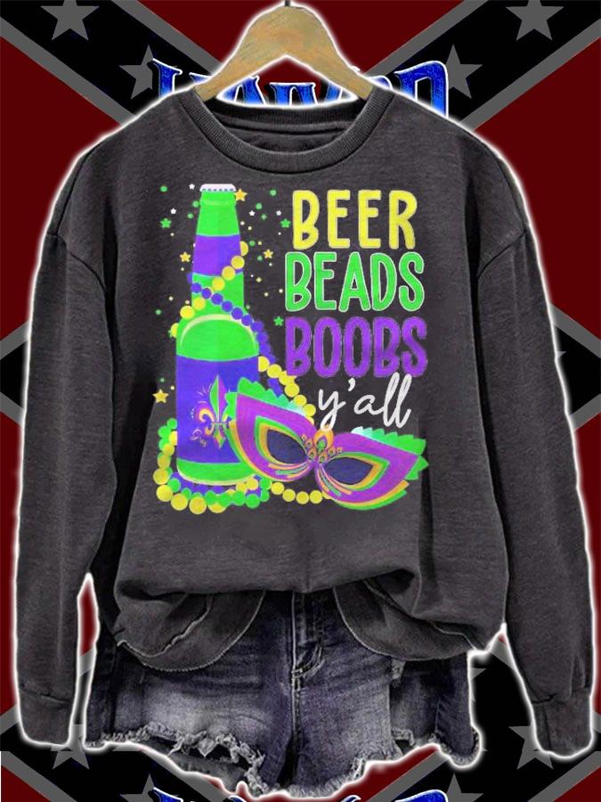 Beer Beads Boobs Yall Drinking Mardi Gras T-shirt t-shirt