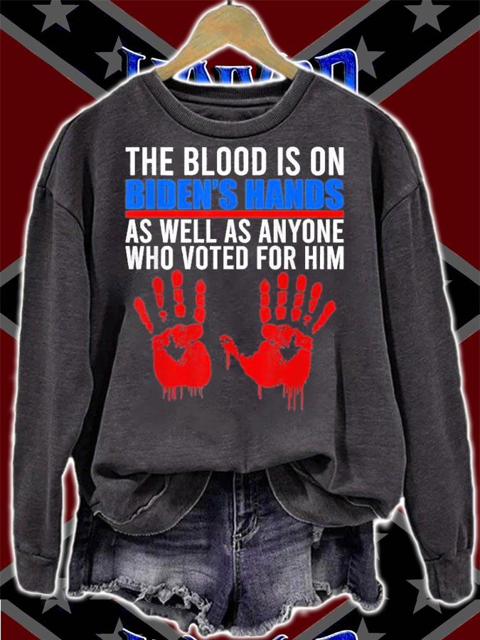 Biden Blood On His Hands As Well As Anyone Who Voted For Him USA Flag Vintage Biden t-shirt sweatshirt