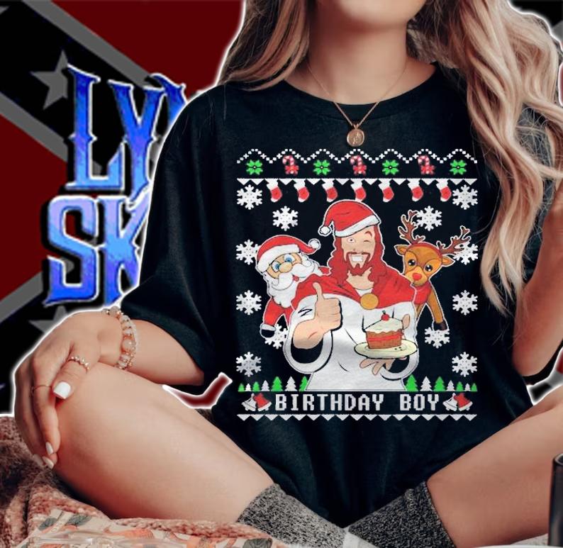 Birthday Boy Jesus Funny Ugly Christmas Shirt t-shirt