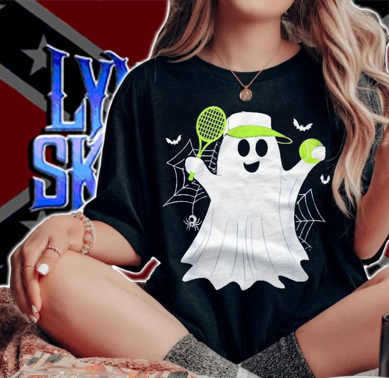 Boo Ghost Playing Tennis Funny Halloween Tennis Costume Shirt t-shirt woman shirt