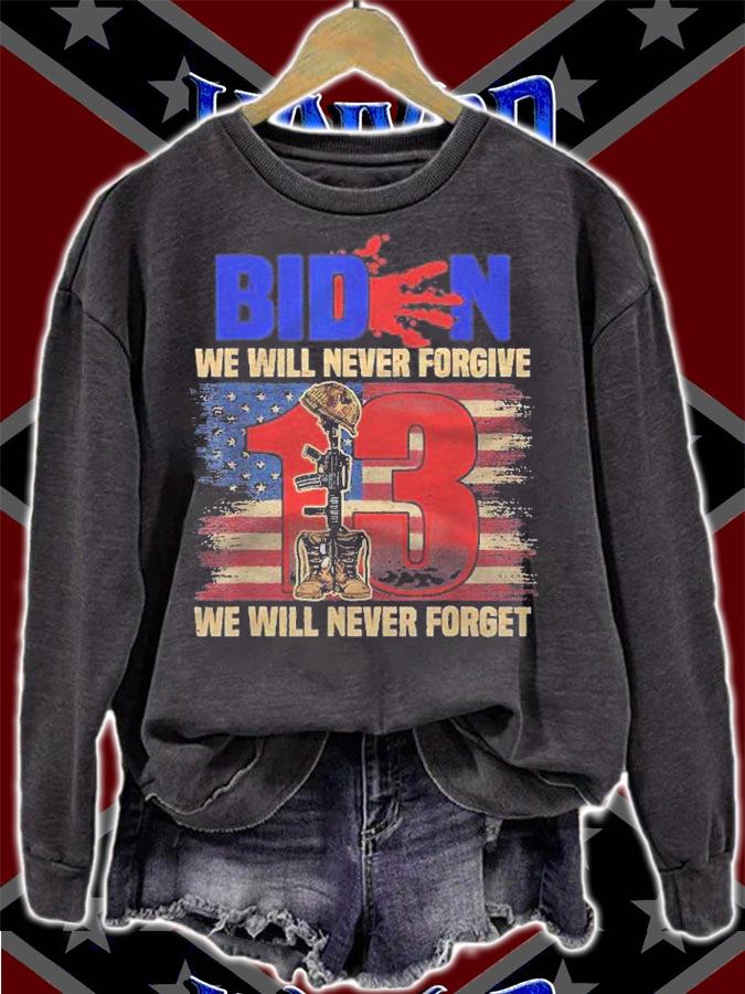 Blood On His Hands Biden We Will Never Forget Shirt t-shirt