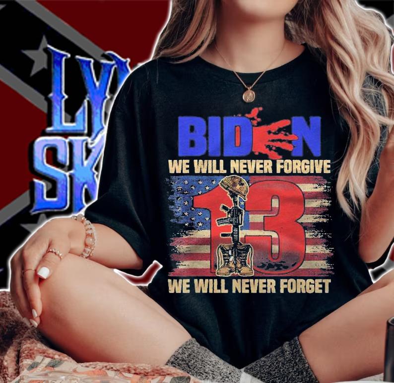 Blood On His Hands Biden We Will Never Forget Shirt t-shirt
