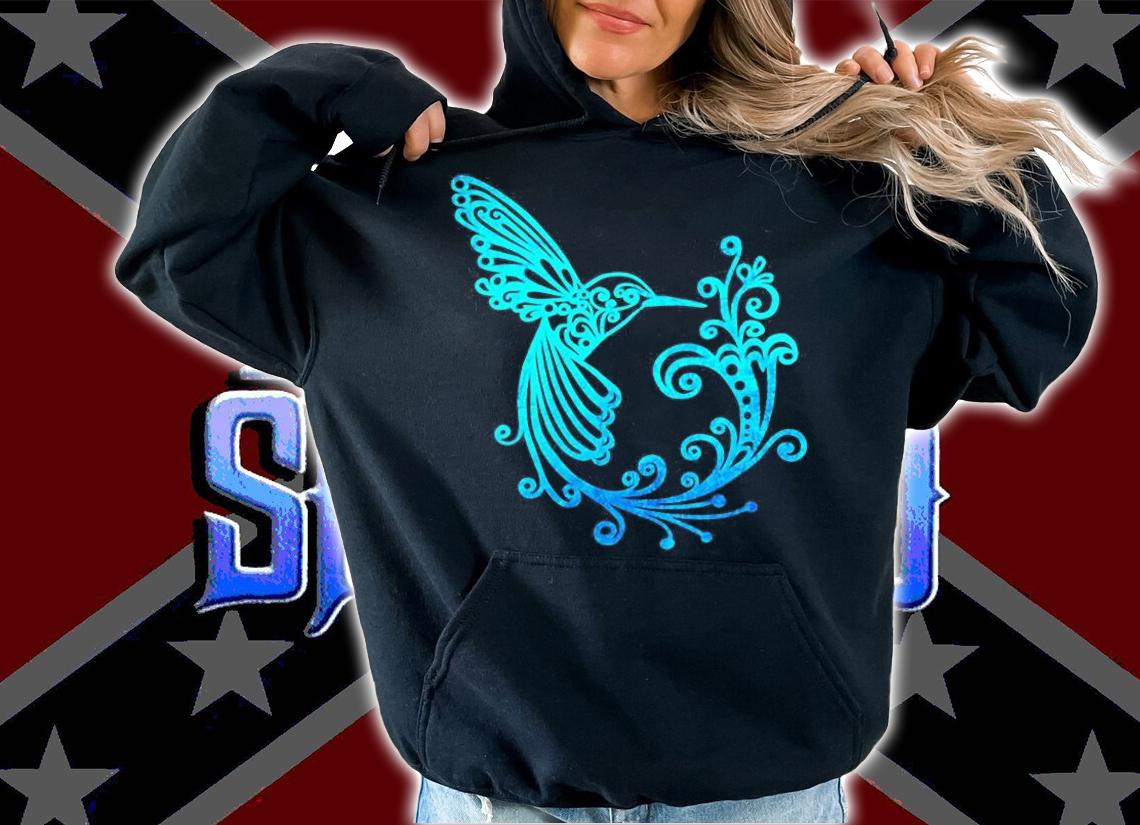 Blue Watercolor Stylized Hummingbird Bird Graphic T-Shirt t-shirt