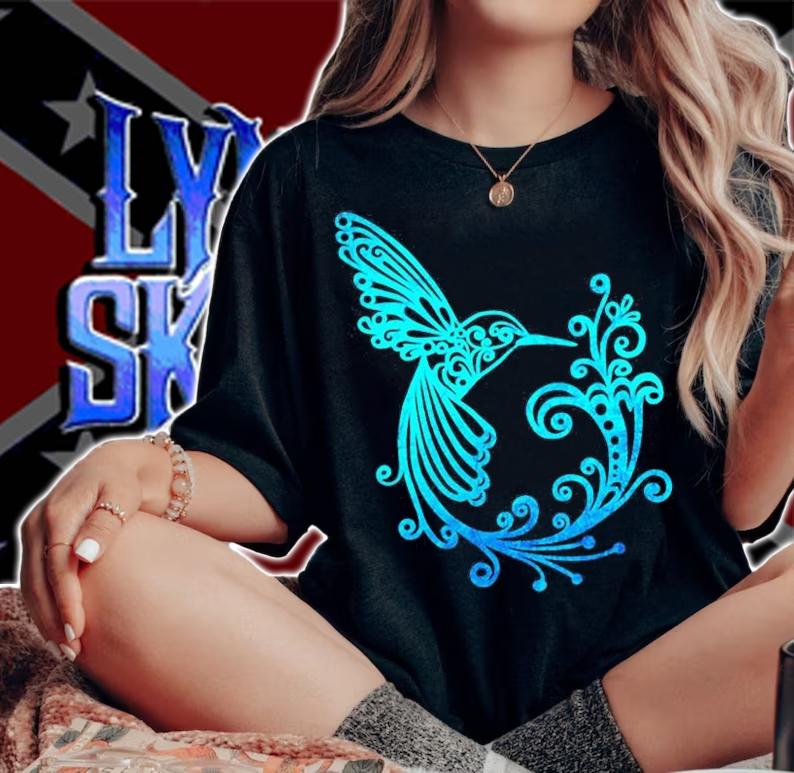 Blue Watercolor Stylized Hummingbird Bird Graphic T-Shirt t-shirt