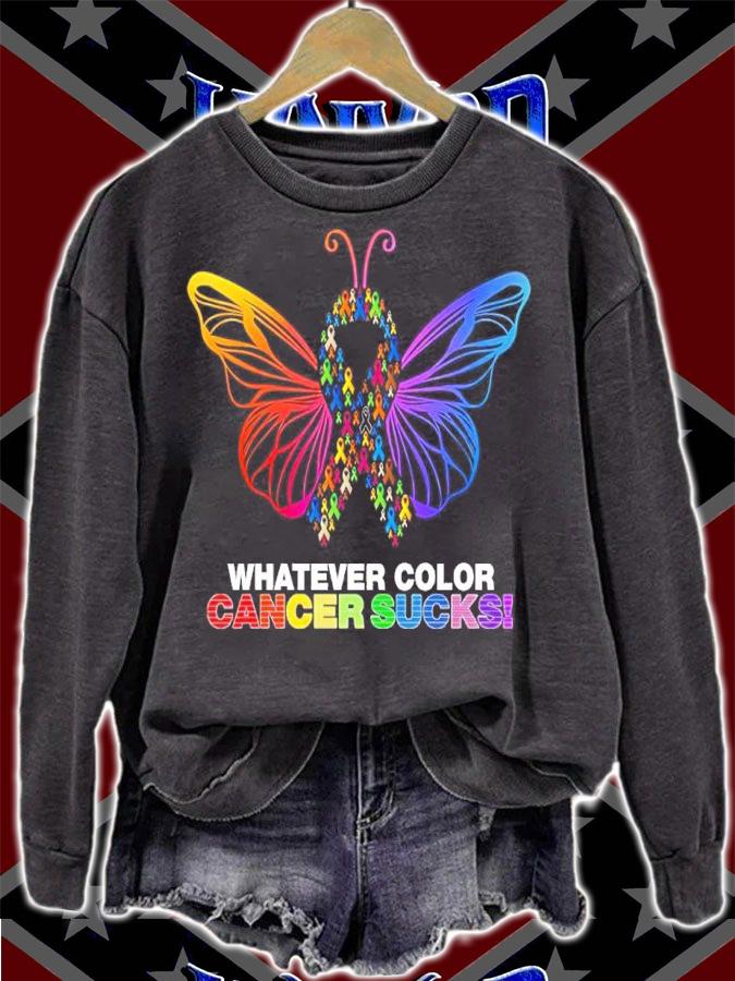 Butterfly Whatever Color Cancer Sucks Shirt t-shirt
