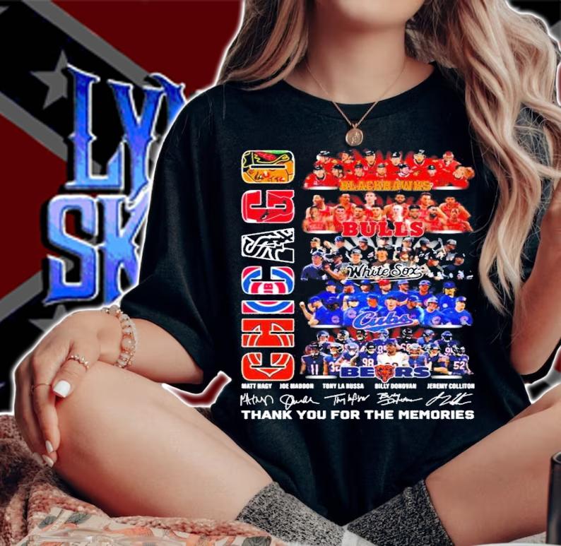 Chicago Blackhawks Bulls White Sox Cubs Bears signatures shirt t-shirt woman shirt