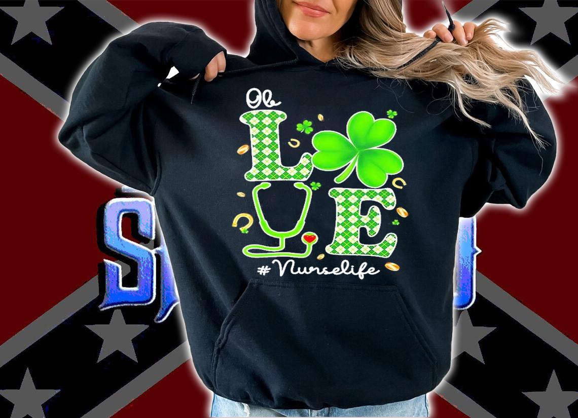 Ob Nurse Love Stethoscope Rn Nurse St Patrick's Day T-Shirt t-shirt hoodie