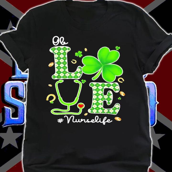 Ob Nurse Love Stethoscope Rn Nurse St Patrick's Day T-Shirt t-shirt shirt