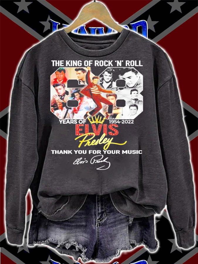 The King Of Rock 'N' Roll 68 Years Of 1954-2022 Elvis Presley Signatures Thank You For Your Music Shirt t-shirt sweatshirt