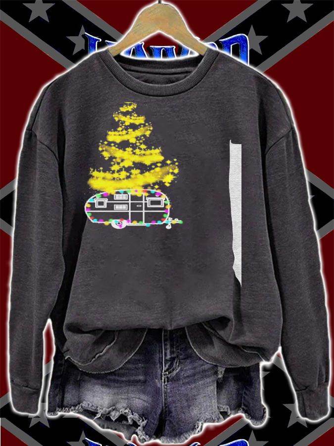 Camping tree light xmas merry christmas shirt t-shirt sweatshirt