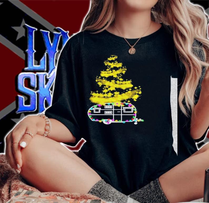 Camping tree light xmas merry christmas shirt t-shirt woman shirt
