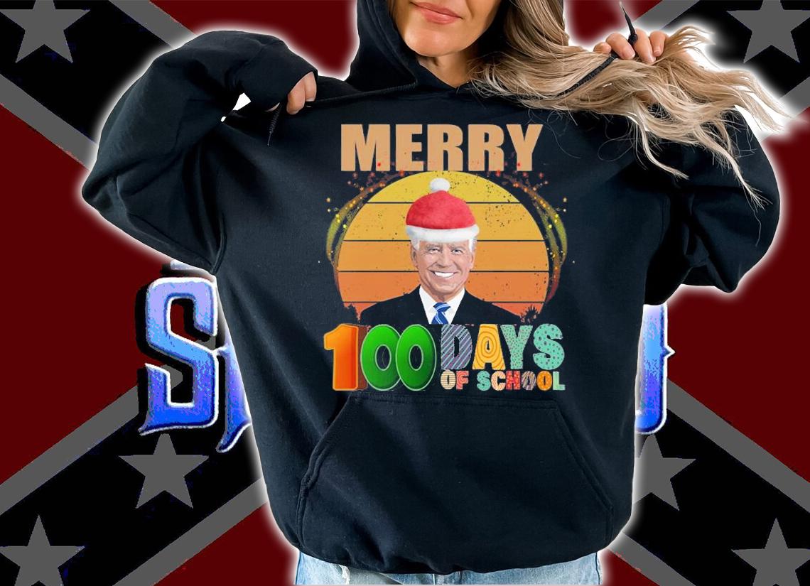 Santa Joe MERRY Biden 100 Days of School T-Shirt t-shirt hoodie