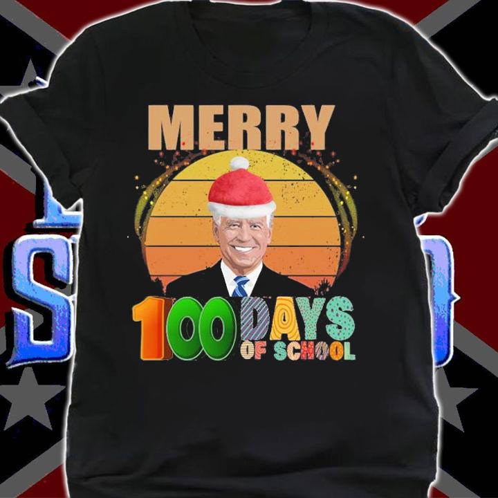 Santa Joe MERRY Biden 100 Days of School T-Shirt t-shirt shirt