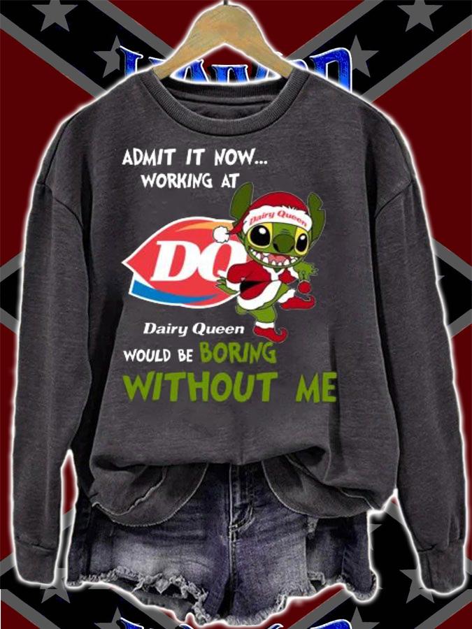 Stitch Admit It Now Working At Dairy Queen Would Be Boring Without Me Christmas t-shirt