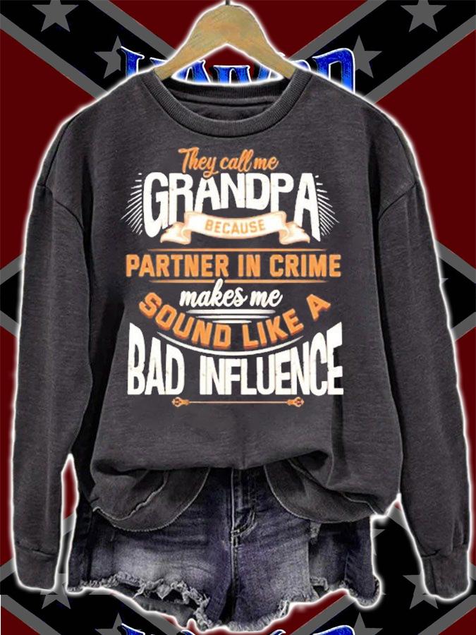Funny Grandpa Partner In Crime Phrase Granddad Humor T-Shirt t-shirt sweatshirt