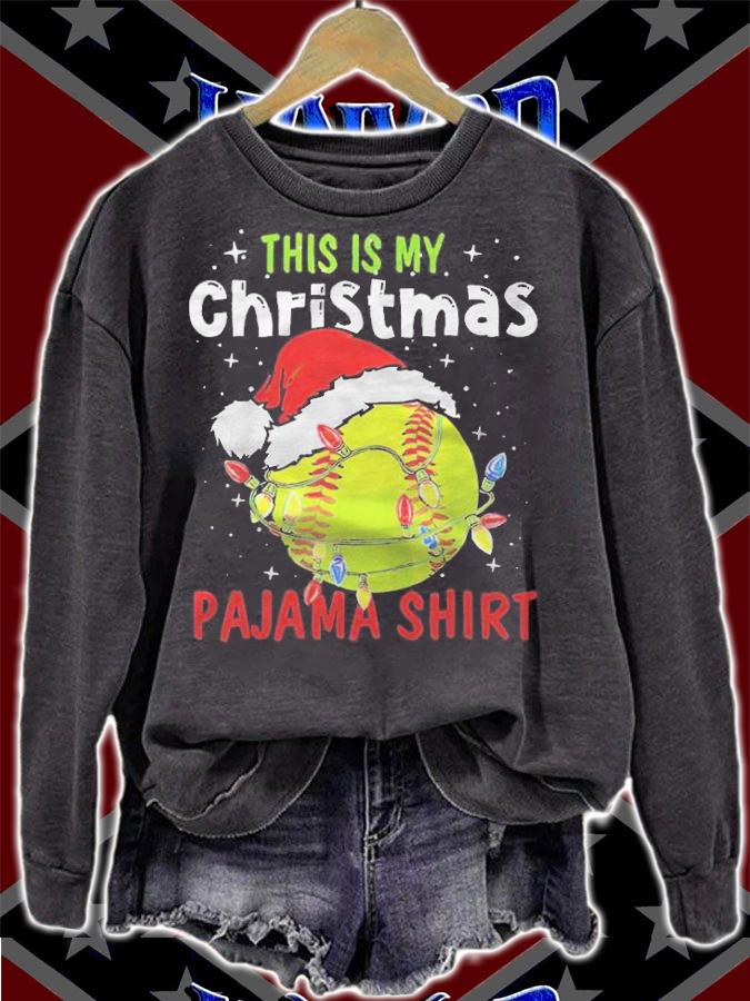 This is my Christmas pajama shirt baseball softball T-shirt t-shirt