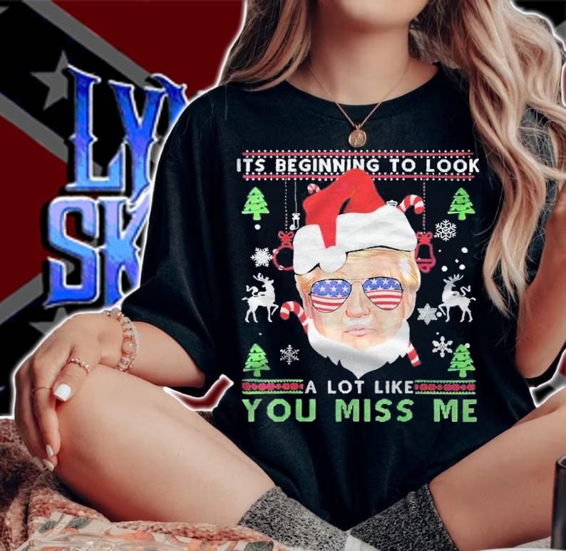 It's beginning to look a lot like you miss me Trump sunglasses Merry Christmas T-shirt t-shirt