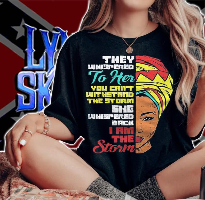 Womens Whispered I Am The Storm Kente Black Melanin Bhm Women Gift Shirt t-shirt