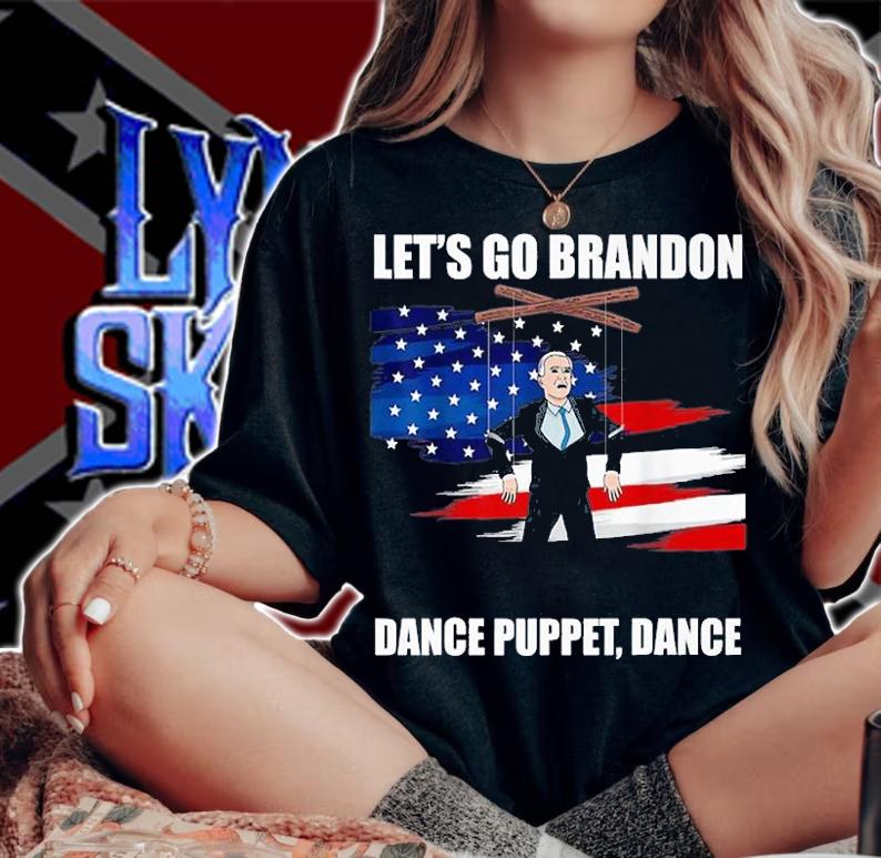 LetS Go Brandon Dance puppet Dance Funny Biden Puppet USA Flag T-Shirt t-shirt woman shirt
