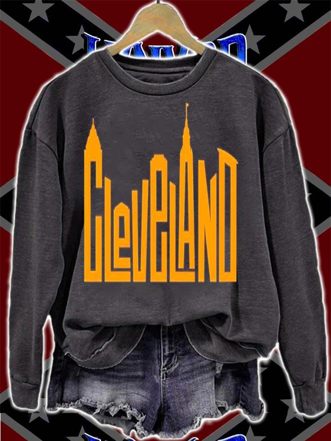 Cleveland Skyline Letters Pullover Shirt t-shirt sweatshirt
