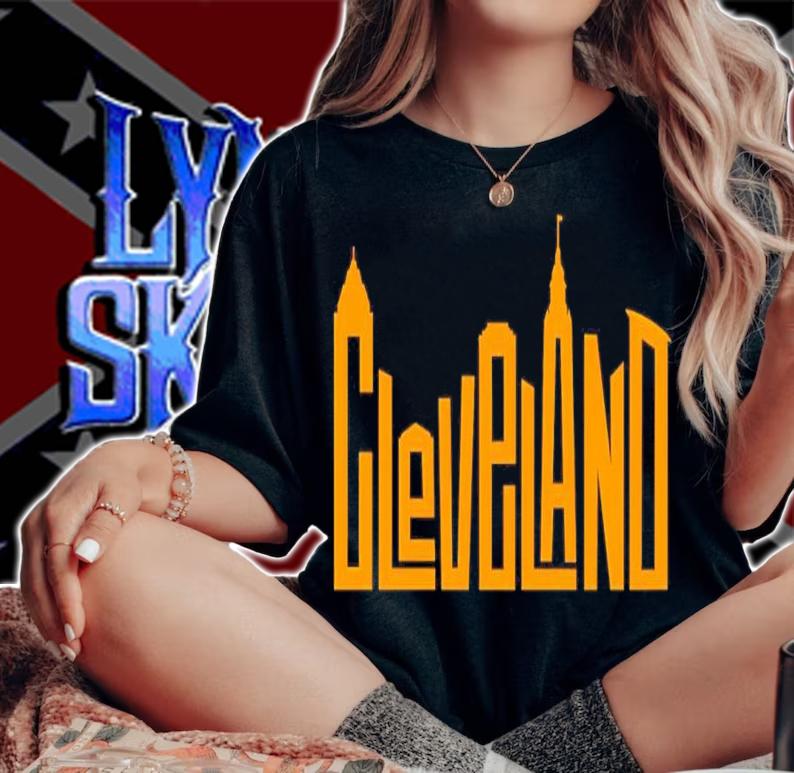 Cleveland Skyline Letters Pullover Shirt t-shirt woman shirt