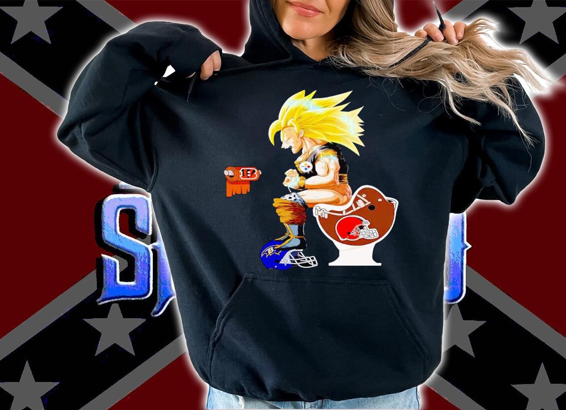 Son Goku Toilet Cleveland Browns Baltimore Ravens Pittsburgh Steelers t-shirt