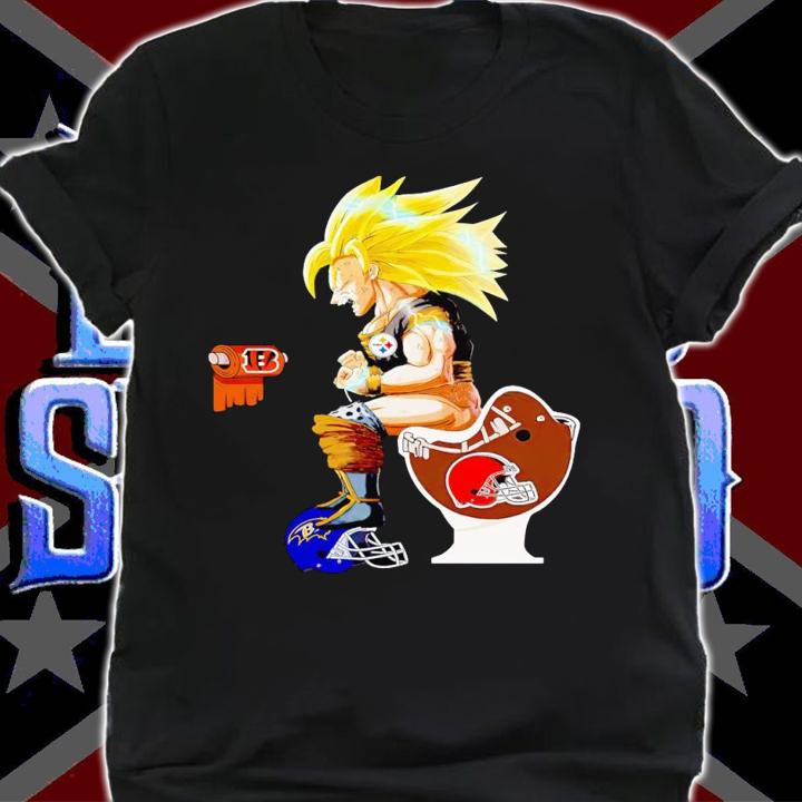 Son Goku Toilet Cleveland Browns Baltimore Ravens Pittsburgh Steelers t-shirt
