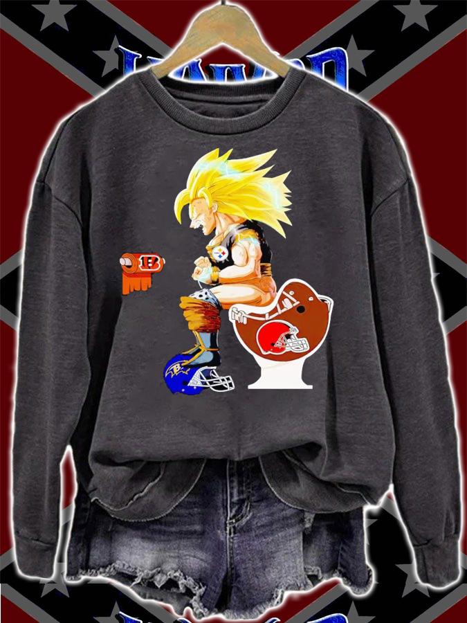 Son Goku Toilet Cleveland Browns Baltimore Ravens Pittsburgh Steelers t-shirt