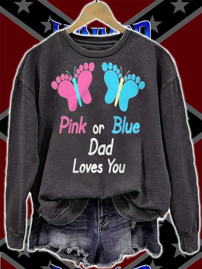 Gender Reveal Dad Pink Or Blue Butterflies T-shirt