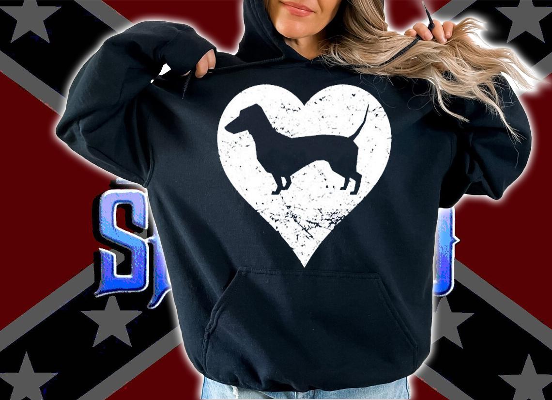 Distressed Dachshund Heart Dog Owner Graphic T-Shirt hoodie