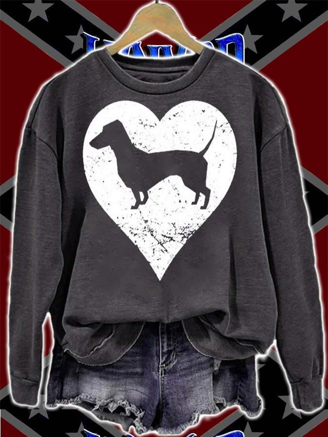 Distressed Dachshund Heart Dog Owner Graphic T-Shirt sweatshirt