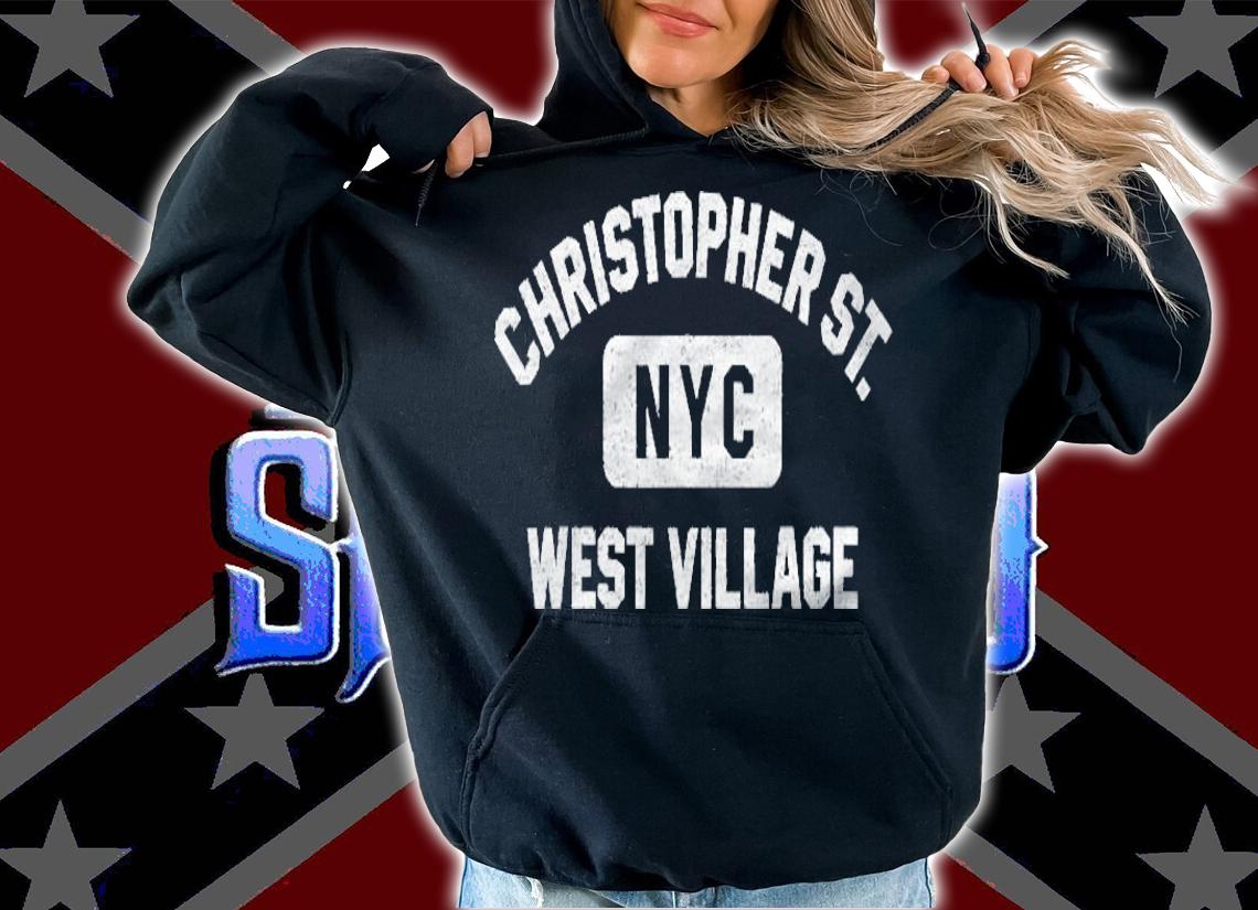 Christopher Street Village Ny Gym Style Distress White Print T-shirt hoodie