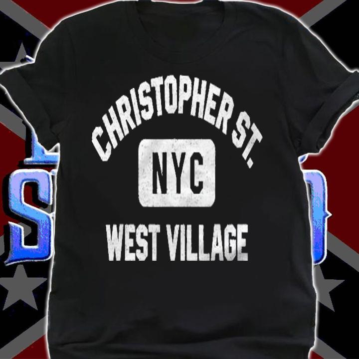Christopher Street Village Ny Gym Style Distress White Print T-shirt shirt