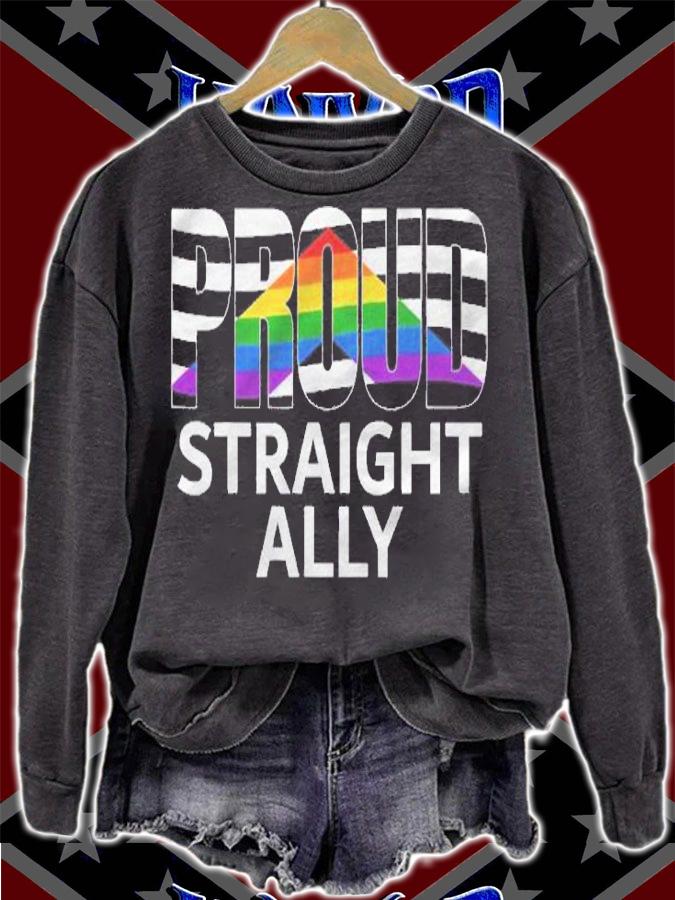 Proud Straight Ally Gift For Straight Alliance Pride Flag Shirt
