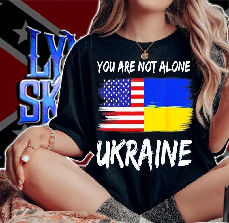 I Stand With Ukraine Flag American Flag Support Ukraine Peace Ukraine T-Shirt