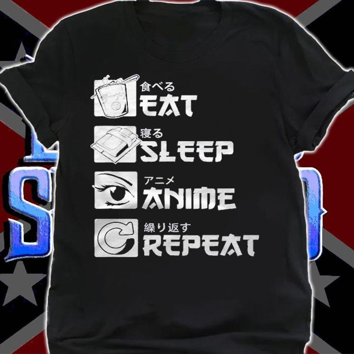 Japanese Letters For Anime Lover Eat Sleep Anime Repeat Shirt shirt