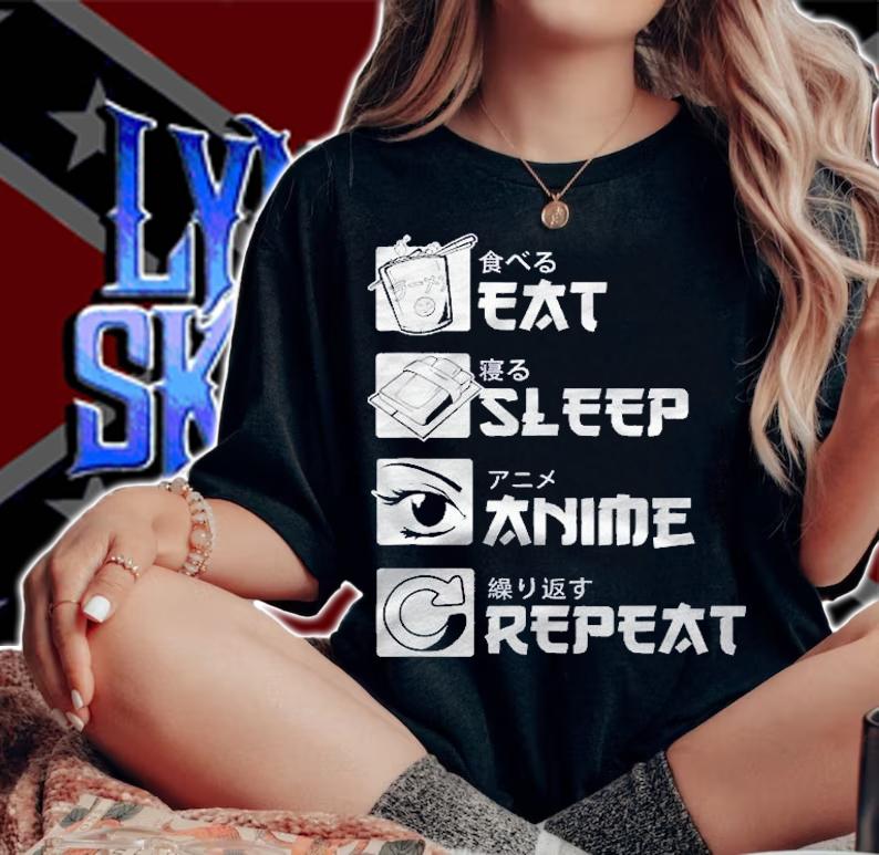 Japanese Letters For Anime Lover Eat Sleep Anime Repeat Shirt woman shirt