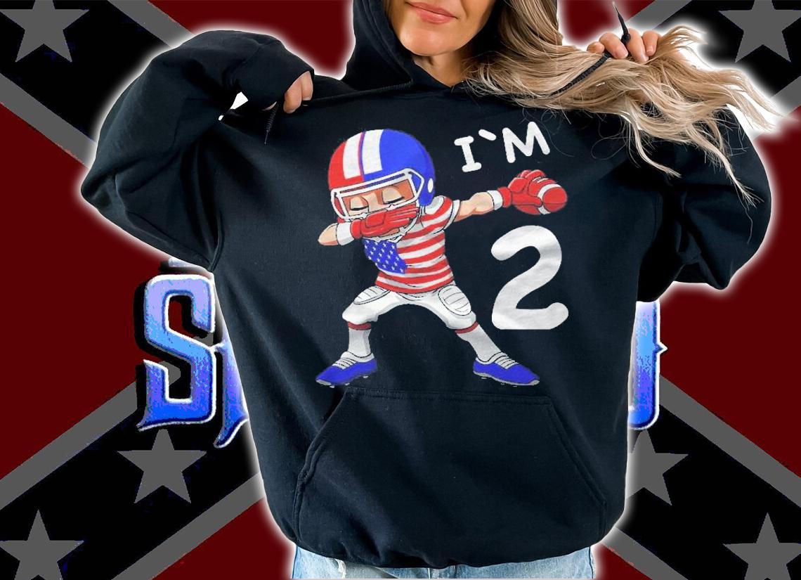 Kids 2 Birthday American Football Dabbing 2 Years Old Boy Shirt hoodie