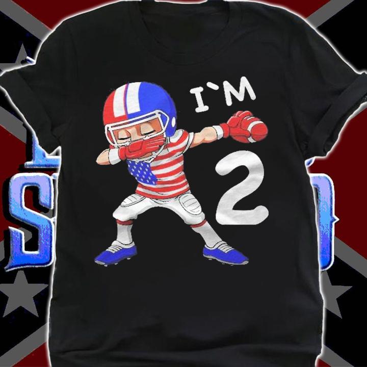 Kids 2 Birthday American Football Dabbing 2 Years Old Boy Shirt shirt