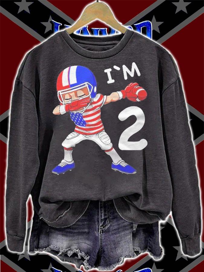 Kids 2 Birthday American Football Dabbing 2 Years Old Boy Shirt sweatshirt