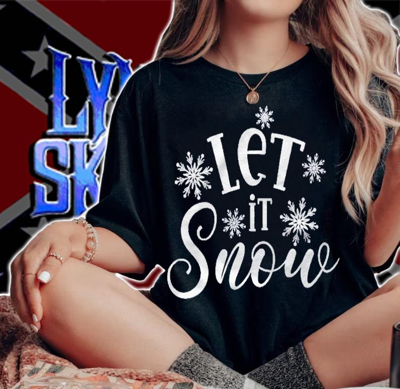 Let It Snow Positive Slogan Inscription Black And White Shirt