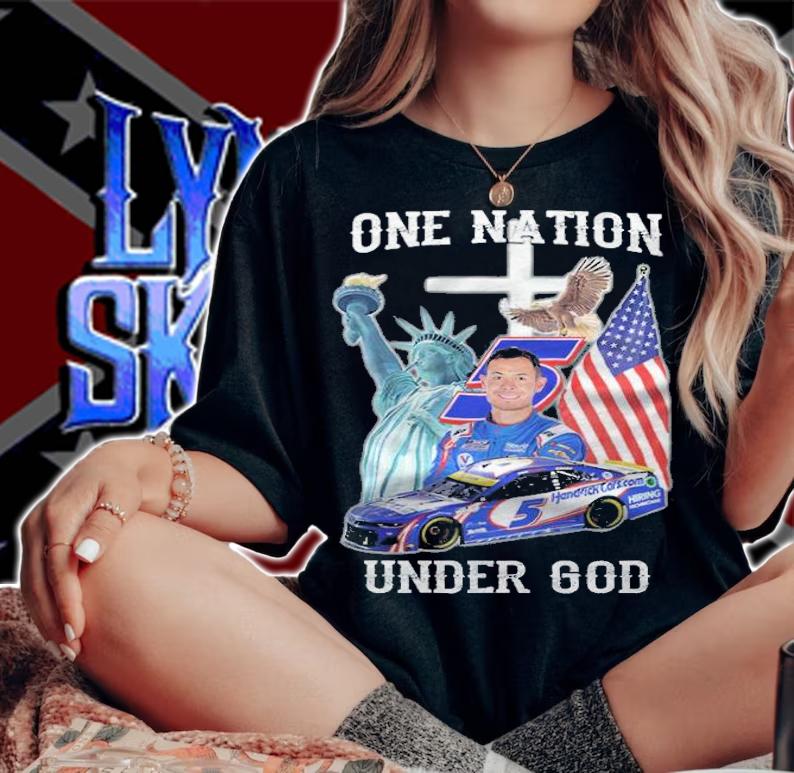 Kyle Larson Nascar One Nation Under God Shirt woman shirt