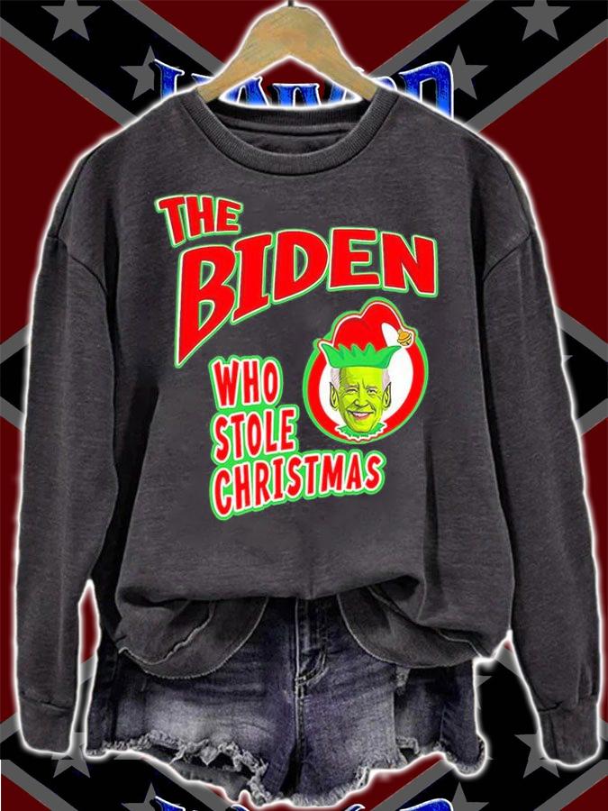 The Biden Who Stole Christmas Shirt For Xmas Funny T-Shirt sweatshirt