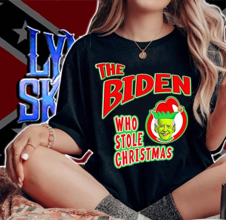 The Biden Who Stole Christmas Shirt For Xmas Funny T-Shirt woman shirt