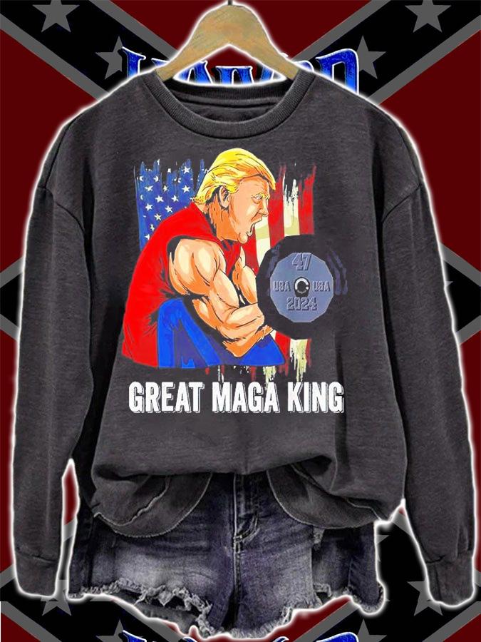 Vintage Old The Great MAGA King Ultra MAGA Patriotic Flag US T-Shirt