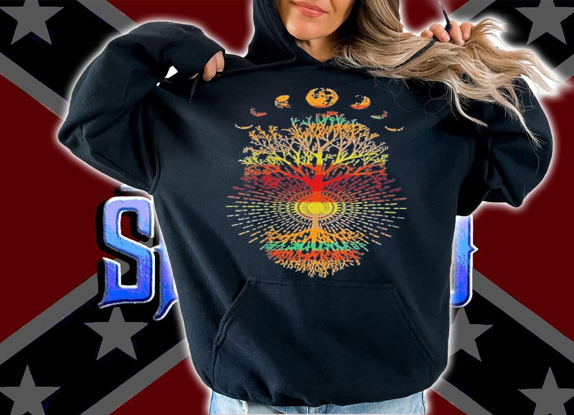Womens Phases Of The Moon Retro 60S 70S Vibe Tree Of Life Shirt hoodie
