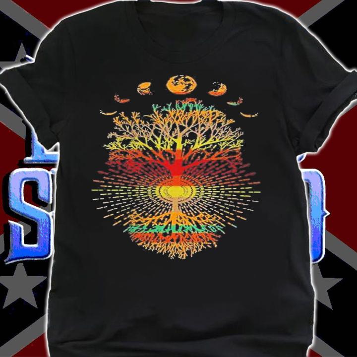 Womens Phases Of The Moon Retro 60S 70S Vibe Tree Of Life Shirt shirt