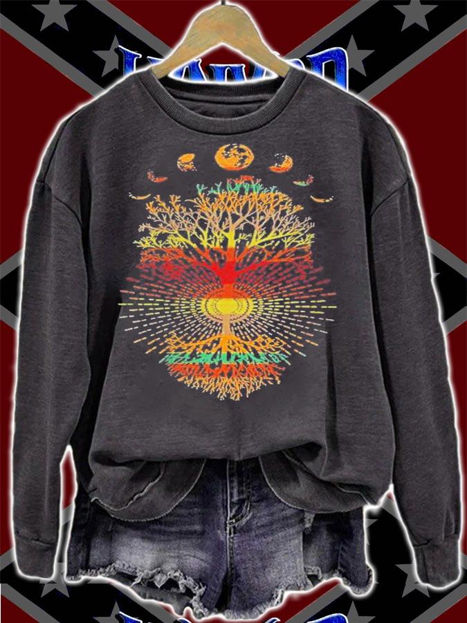 Womens Phases Of The Moon Retro 60S 70S Vibe Tree Of Life Shirt sweatshirt