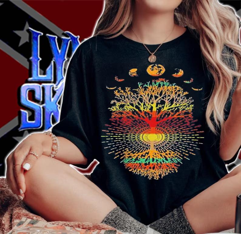 Womens Phases Of The Moon Retro 60S 70S Vibe Tree Of Life Shirt woman shirt