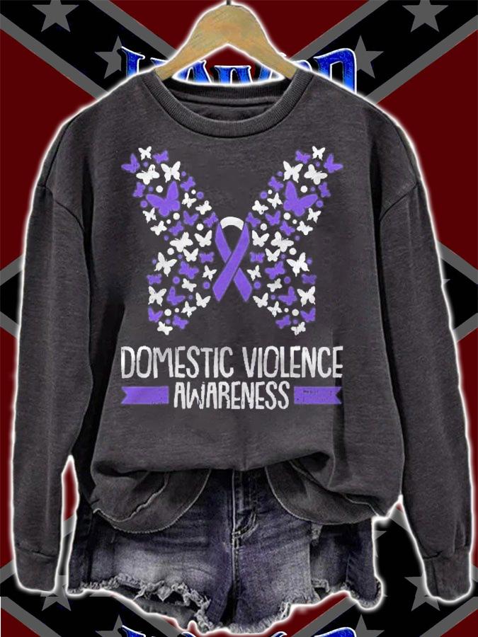 Domestic Violence Awareness Purple Ribbon Butterfly Warrior Shirt